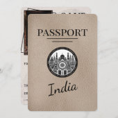 Beige India Passport Bewaar de datum Save The Date (Voorkant / Achterkant)