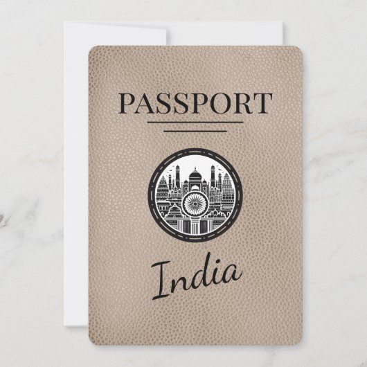 Beige India Passport Bewaar de datum Save The Date (Voorkant)