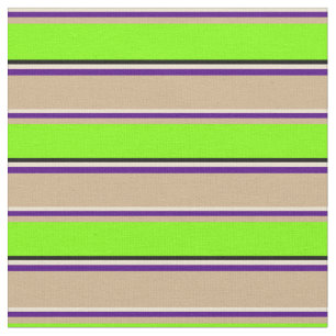 Beige, Indigo, Tan, Chartreuse en Black Pattern Stof