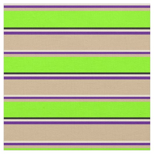 Beige, Indigo, Tan, Chartreuse en Black Pattern Stof (Close Up)