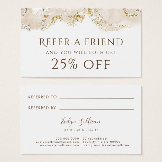 Beige inkt verwijzingskaart visitekaartje (Voorkant /achterkant)