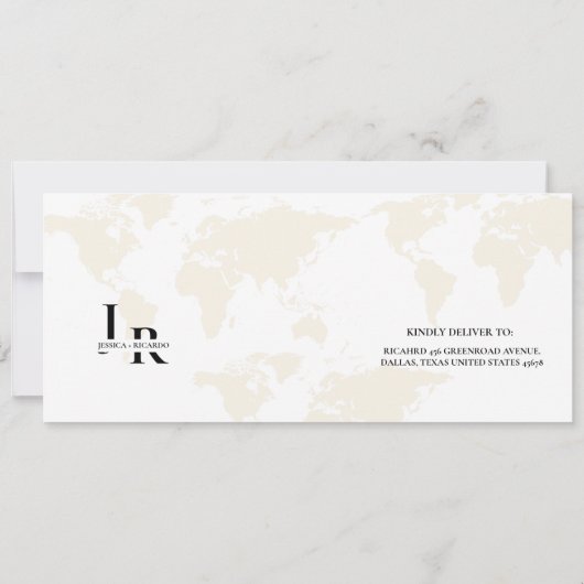 Beige instapkaart bruiloft RSVP-behuizing kaart (Achterkant)