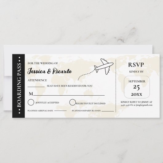 Beige instapkaart bruiloft RSVP-behuizing kaart (Voorkant)