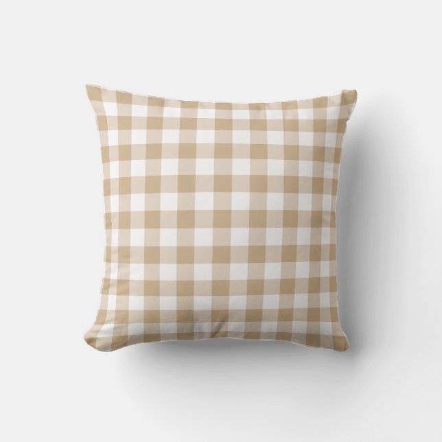 Beige Intenso Small Gingham Kussen (Voorkant)