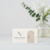 Beige interieurontwerper Minimale luxe Visitekaartje (Staand voorkant)