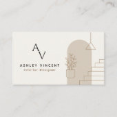 Beige interieurontwerper Minimale luxe Visitekaartje (Voorkant)