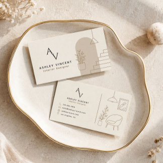 Beige interieurontwerper Minimale luxe Visitekaartje