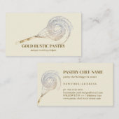 Beige iory Sparkle Whisk Glitter Gold Bakery Visitekaartje (Voorkant / Achterkant)