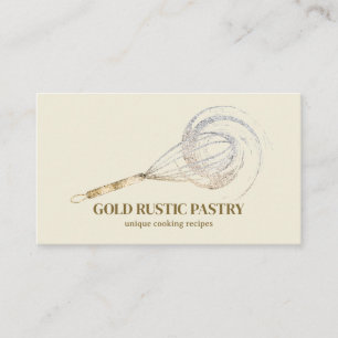 Beige iory Sparkle Whisk Glitter Gold Bakery Visitekaartje