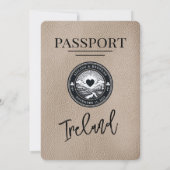 Beige Ireland Passport Wedding Invitation Kaart (Achterkant)