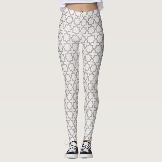 Beige Islamitisch geometrisch patroon Leggings (Voorkant)