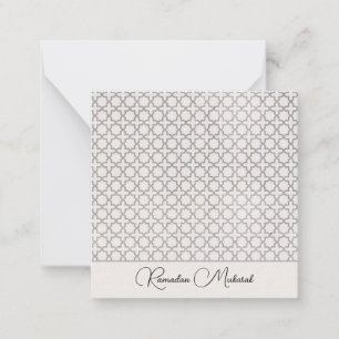 Beige islamitisch geometrisch patroon notitiekaartje