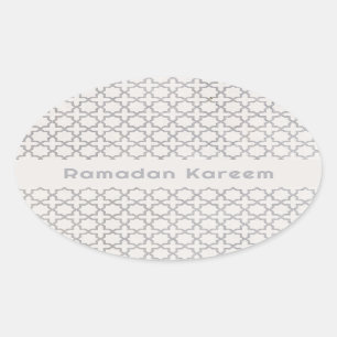 Beige Islamitisch geometrisch patroon Ovale Sticker