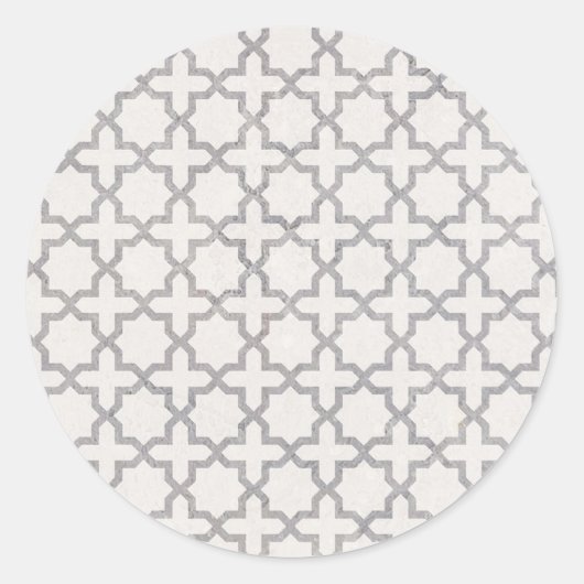 Beige Islamitisch geometrisch patroon Ronde Sticker (Voorkant)
