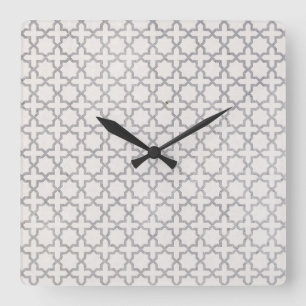 Beige Islamitisch geometrisch patroon Vierkante Klok