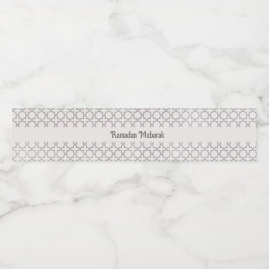 Beige Islamitisch geometrisch patroon Waterfles Etiket (Enkel label)