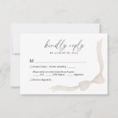 Beige Ivoor Bow Lint Menu Keuze Bruiloft RSVP (Voorkant)