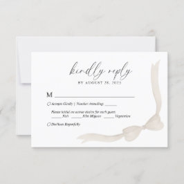 Beige Ivoor Bow Lint Menu Keuze Bruiloft RSVP