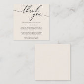 Beige ivoor Dankbaarheid Stijlvol Schrift Bedankt Informatiekaartje (Voorkant / Achterkant)
