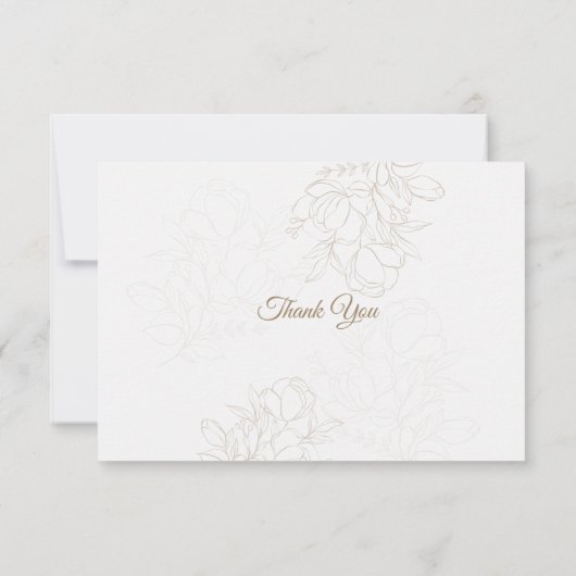 Beige Ivoor Elegant Bloemen Dank u kaart (Achterkant)