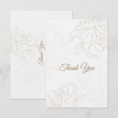 Beige Ivoor  Elegant Bloemen Dank u kaart (Voorkant / Achterkant)