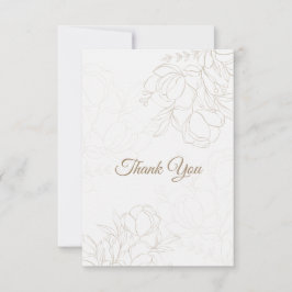 Beige Ivoor  Elegant Bloemen Dank u kaart