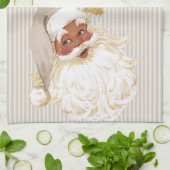 Beige Ivoor  Kerstman van kleur Theedoek (Gevouwen)