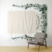 Beige Ivoor Moderne Boog Bloem Bruiloft Achtergron Wandkleed (In Situ (horizontaal))