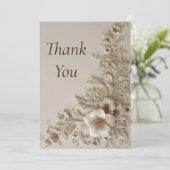 Beige & Ivory Bloemen Dank u kaart (Staand voorkant)