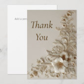 Beige & Ivory Bloemen Dank u kaart (Voorkant / Achterkant)