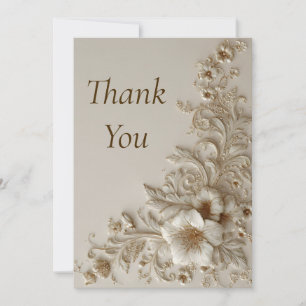 Beige & Ivory Bloemen Dank u kaart