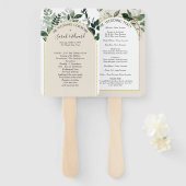Beige Ivory Boho Arch botanisch huwelijksprogramma Handwaaier (Voorkant en achterkant)