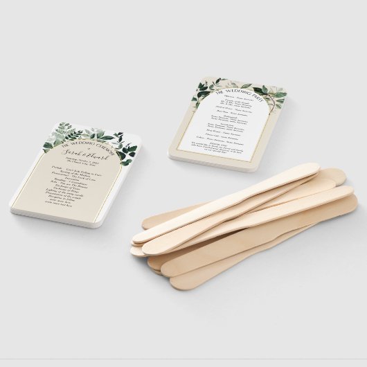 Beige Ivory Boho Arch botanisch huwelijksprogramma Handwaaier (Niet-gemonteerd)