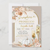 Beige Ivory Boho Pompoen & Prosecco Vrijgezellenfe Kaart (Voorkant)