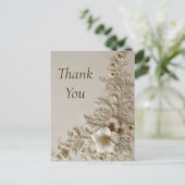 Beige & Ivory Floral Thank You Card Briefkaart (Staand voorkant)