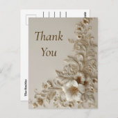 Beige & Ivory Floral Thank You Card Briefkaart (Voorkant / Achterkant)