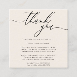 Beige Ivory Gratitude Stijlvol script Hartelijk da Informatiekaartje