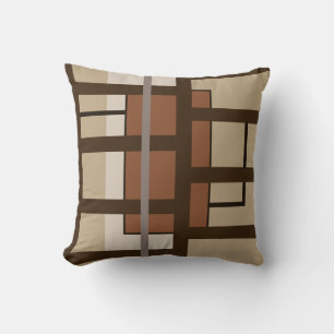 Beige Ivory Sienna & Brown Geometric Art Pattern Kussen