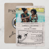 Beige Jamaica Passport Wedding Invitation Kaart (Voorkant / Achterkant)
