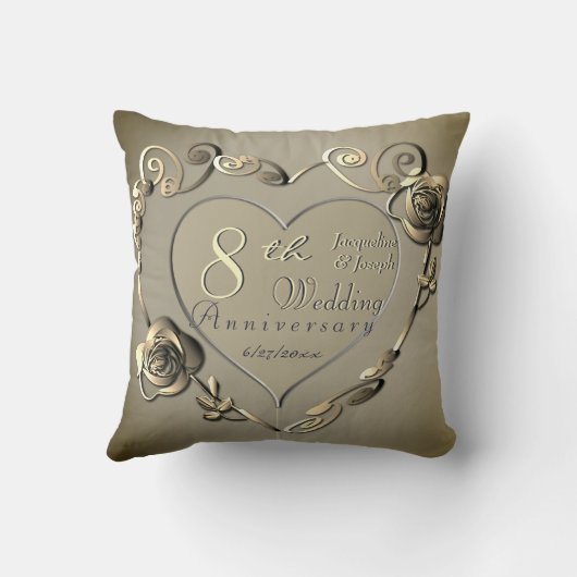 Beige Jubileum Roos hart Lijst 1 foto gooien Kussen (Achterkant)