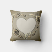 Beige Jubileum Roos hart Lijst 1 foto gooien Kussen (Voorkant)