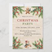 Beige jute kerstfeest natuurlijk kaart (Voorkant)