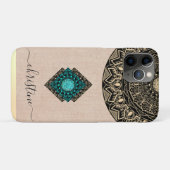 Beige jute zwart goud mandala script naam rustiek Case-Mate iPhone case (Achterkant (horizontaal))