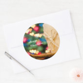 Beige kaars en kleurrijk hart met kerstmis ronde sticker (Envelop)