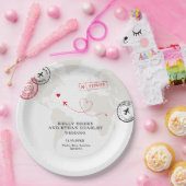 Beige kaart bestemming bruiloft papieren bordje (Feest)