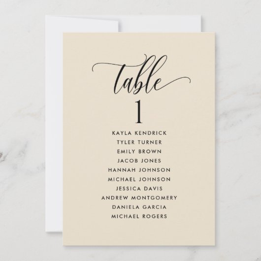 Beige Kaarten van het Zitplan van Cream met de Nam (Voorkant)