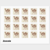 Beige kamel vierkante sticker (Vel)