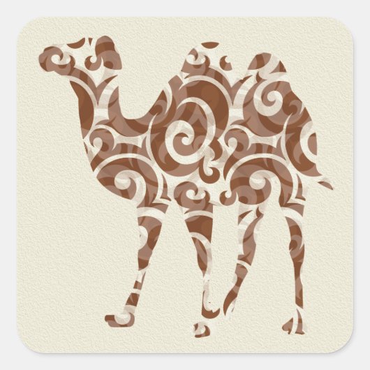 Beige kamel vierkante sticker (Voorkant)