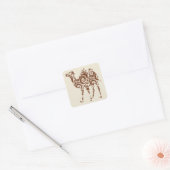 Beige kamel vierkante sticker (Envelop)