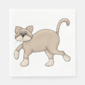 Beige kat tekenen met groene ogen servet (Voorkant)